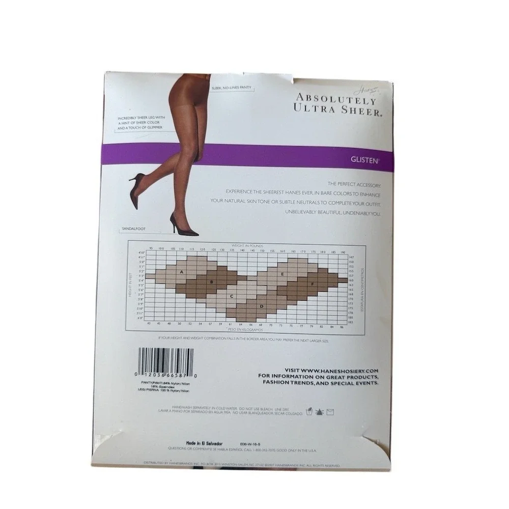 Hanes Pantyhose Womens Size B‎ Bronze Ultra Sheer Shimmer Control Top small